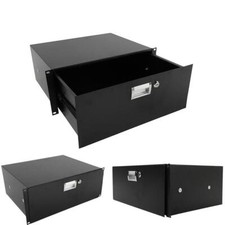 19 Inch Rack Mount 4U Plate DJ Drawer Equipment Cabinet Lockable with key Black
