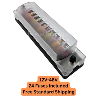 RAYNE'S WORLD 12 Way ATO/ATC Blade Fuse Block with Negative Bus Car/Auto/Solar/Boat 12V-48V