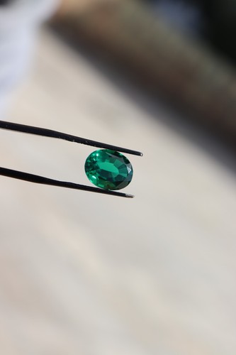 AAA Synthetic Green Nano Emerald Oval Shape Faceted Lab Created Loose Gemstone - Picture 7 of 24