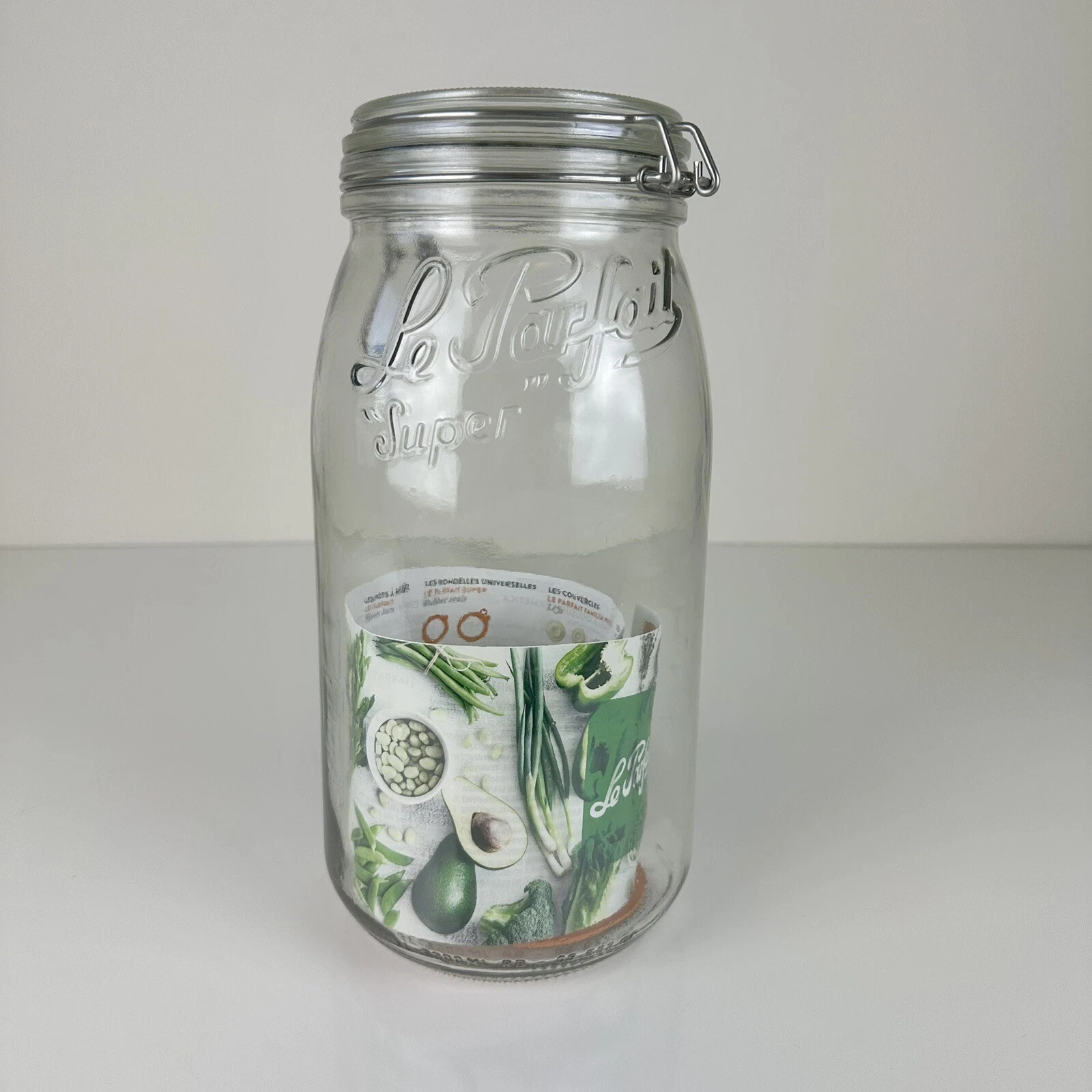 Le Parfait 3L Super French Canning Jar Airtight Rubber Top Seal 11” Tall Jar