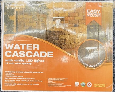 Total Pond Water Cascade 14 Inch Spillway White LED Lights & Adaptor NIB