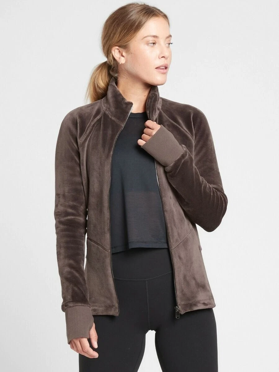 athleta cloud fleece zip-up thumbholes jacket