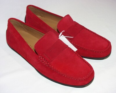 Geox Respira U Moner Moccasin Driving Slip-On Loafer, Suede Upper, Red, 11, New