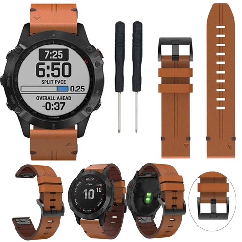 Correa de cuero Quickfit para Garmin Fenix 8 E 7 7X 7S 6 6X Pro 6S 5 5X Plus 3 bandas - Imagen 4 de 39