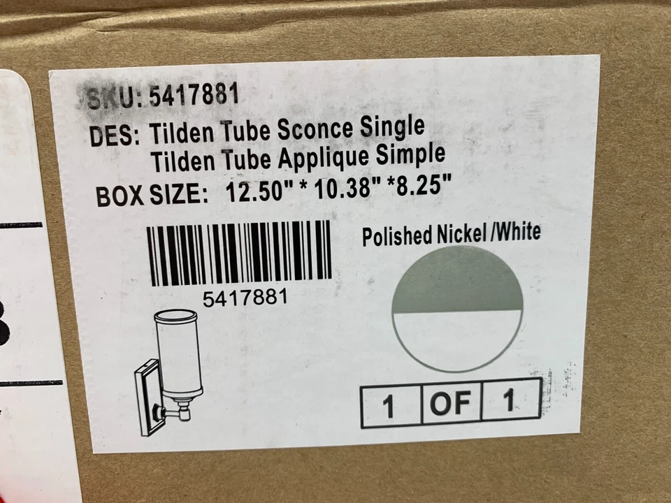 Aplique de tubo Pottery Barn Tilden con sombra pulido níquel blanco 11,25" h #1710 Foto 2 de 4