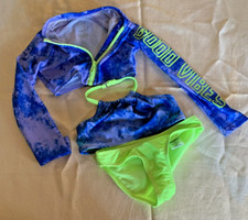 GIRL  S 3-PIECE RASH GUARD  GOOD VIBES  SWIMSUIT SET SIZE XS 4-5 