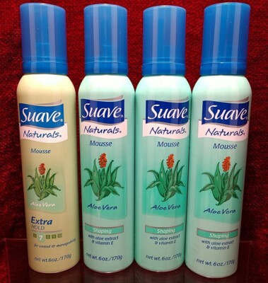 Lot of 4 Suave Naturals Aloe Vera Mousse Extra Hold 6 oz.  Rare HTF