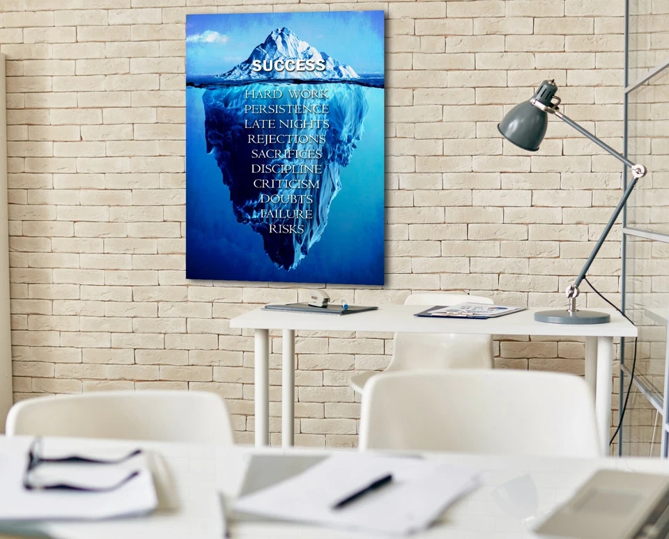 Impresión en lienzo motivacional Iceberg Success, decoración inspiradora de arte de pared Foto 3 de 4