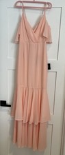 Lulus NWT Brilliant Perfection Blush Pink Tiered Maxi Formal Bridal Dress XS