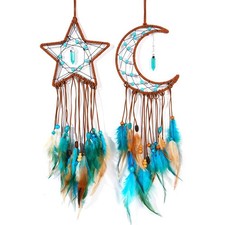 2 Pack DIY Feather Dream Catcher Kits Turquoise Wall Hanging Boho Decor Handm...