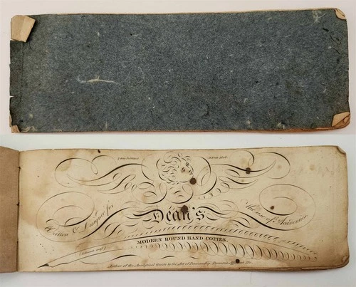 1808 antique DEAN'S MODERN ROUND HAND COPIES ny PENMANSHIP CALLIGRAPHY BOOK