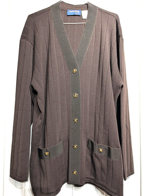 Country Shop Sweater Women L Brown Merino Wool Italy Button Up Knit Cardigan EUC