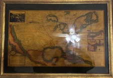 America Claimed By France H Moll 1720 Reverse Painting On Glass