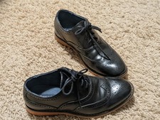 Bruno Marc Prince - K2 Oxford Black Non-Slip Cap-Toe Dress Shoes Boy's Size 2