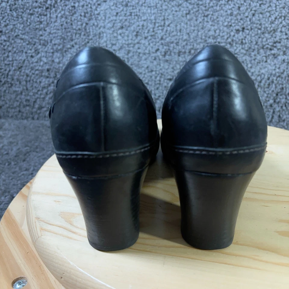 Zapatos artesanales Clarks Mary Jane zapatos de salón para mujer talla 9,5 cuero negro tacón bloque Foto 4 de 4