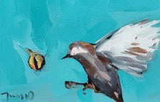 Jose Trujillo Fine Art PRINT 16x24" Collectible Artist Bird Flying Bumblebee