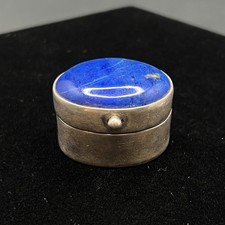 Vintage Sterling Silver .925 Lapis Lazuli Pill Box Afghan Cabochon 24.7g