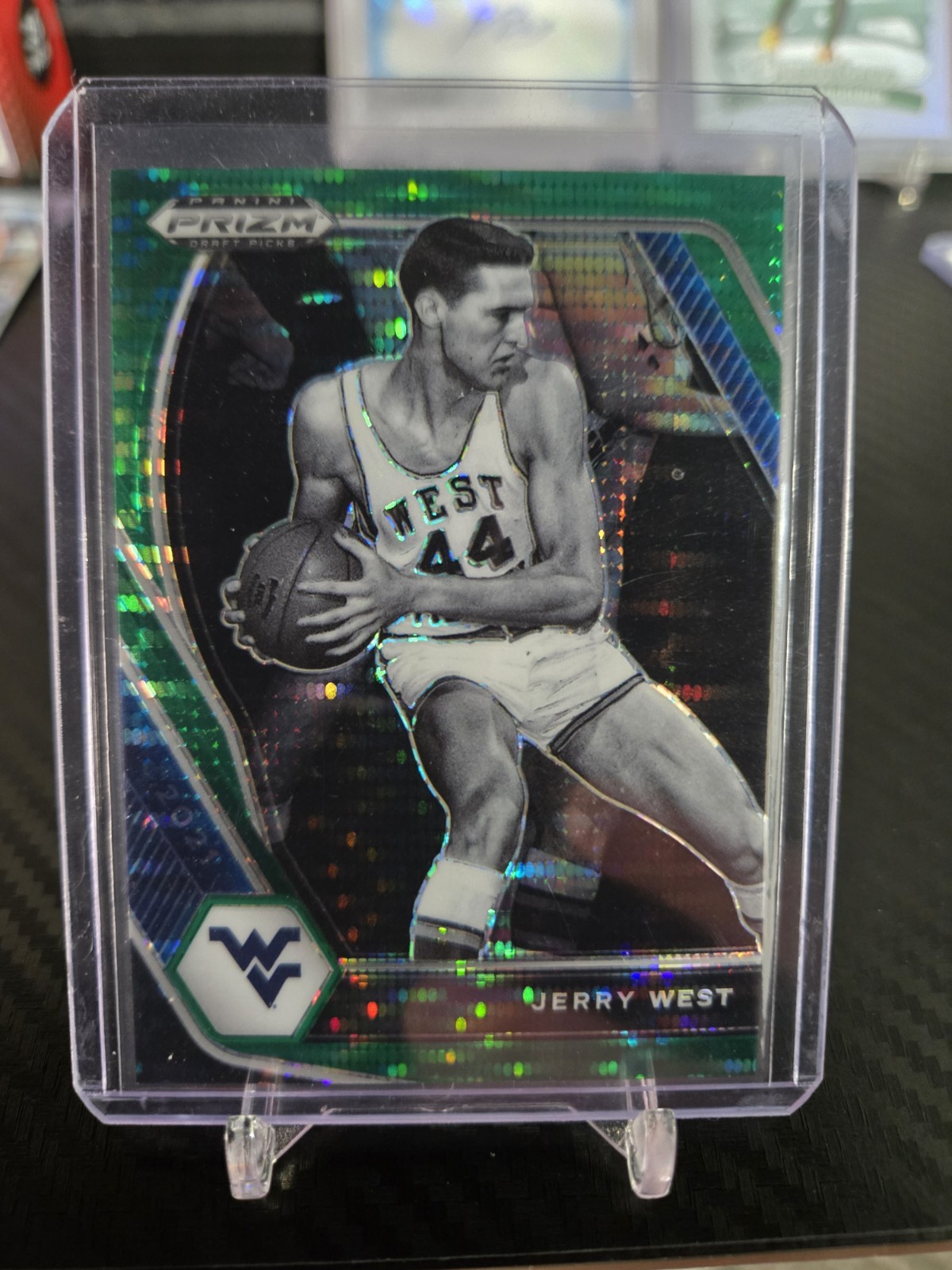 2021-22 Panini Prizm Draft Picks Jerry West Green Pulsar 08/25