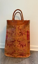 large Indian Embossed Leather Tote Bag
