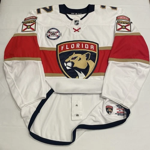 Game Worn Josh Brown Florida Panthers 2018-19 25th NHL Jersey Used White Away 58