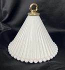 Antique Vintage Milk Glass Ribbed Smoke Bell for Hanging Kerosene Oil Lamp 4" H