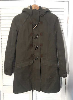 Merrell Womens Opti-Warm Green Hooded Duffle Coat Size Small