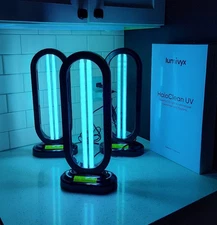 (3) Lumivyx Haloclean UV Halo sanitizer stands w/ bulbs + (2) replacement bulbs.