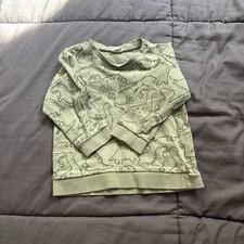 H&M Unisex Baby Green Dinosaur Print Cotton Sweatshirt Jumper 18-24 Months