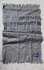 Polo Ralph Lauren Virgin Wool Scarf Grey Houndstooth Plaid Fringe 15x77