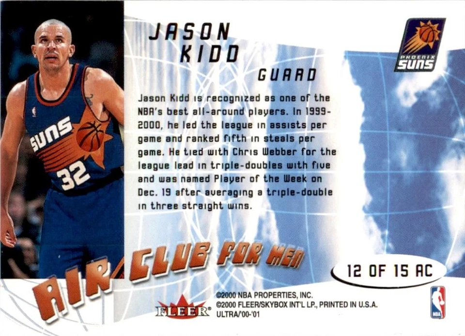 2000 Ultra Air Club for Men #12 AC Jason Kidd Phoenix Suns - Image 2 of 2