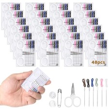 48 Pcs Mini Sewing Kit with Scissors,Travel Sewing Kits Pre-Threaded Needles ...