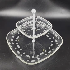 Mikasa CHEERS TRAX Two Tier Server Tidbit Tray Clear Etched Glass SA785/344