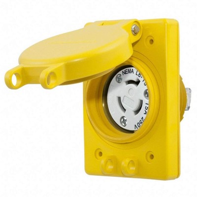 HUBBELL HBL65W49 WTLckRecpt,15A;Yllw;Elstmr,L6-15R,1Gng 39AW65