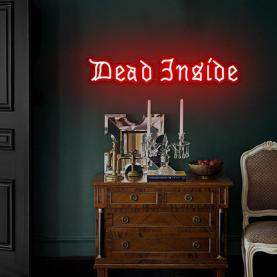 Dead Inside Neon Sign - Gothic Wall Decor for Halloween & Home, USB Powered