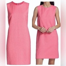 Carolina Herrera Boucle Shift Dress Women's 4 Pink Sleeveless Spring Luxury