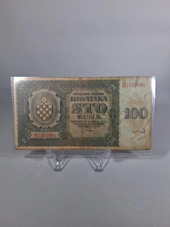 1941 CROATIA NDH 100 KUNA BANKNOTE WORLD WAR II - Image 2 of 4