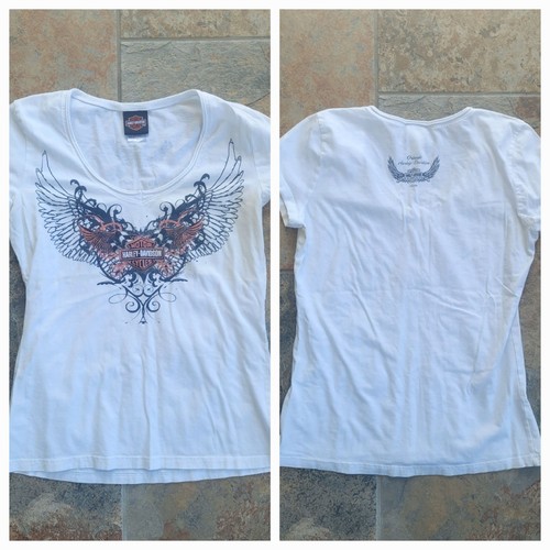 2012 Harley Davidson T-shirt Women Size Large White Short Sleeve Orlando FL - Picture 1 of 7