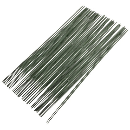 Lot de 100 tiges de fil de fer pour fleurs - Tiges de fil vert pour