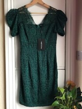 PrettyLittleThing Women Short sleeves Dark Green Dress UK 10 EUR 38 US 6