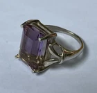 Vintage Sterling Silver Ring 925 Size 6.75  Purple Glass Faux Amethyst