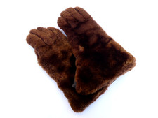 Vintage Pair Brown Faux Fur Leather Gloves SMALL Unisex RAF or CAR RALLY CLASSIC