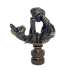 CAT WITH YARN LAMP SHADE FINIAL- ANTIQUE BRASS FINISH  #111