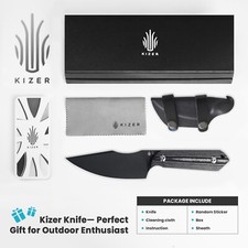 Kizer Harpoon Drop Point Fixed Blade Knife D2 Blade Micarta Handle 1040A1
