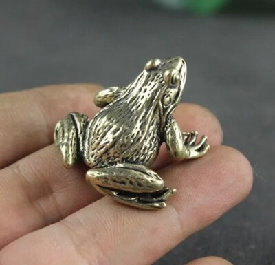 Brass Toad Frog Animal Statue Small Sculpture Tabletop Figurine Home Decor Gifts