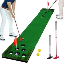Golf Pong Putting Green Indoor Outdoor Golf Game Set with 2 Putters 2 Golf Balls