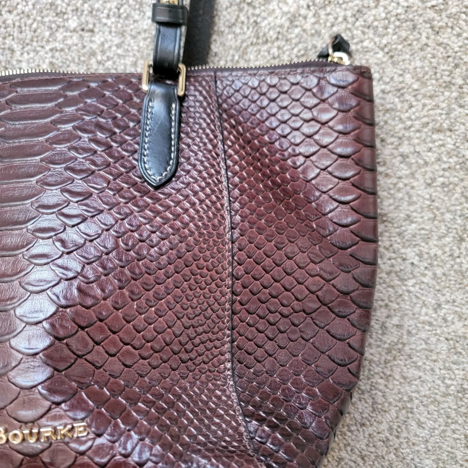 Dooney & Bourke Dark Brown Python Snakeskin Embos… - image 4