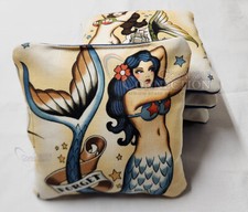 Cornhole Bean Bags - Corn Or Resin Set of 4 Forget Me Not - Mermaids