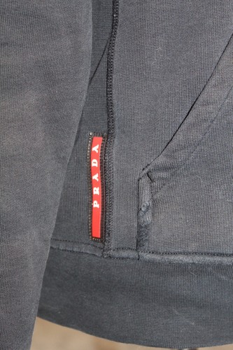 Prada hoodie logo Mens Jumper Sweatshirt Washed Out Black french terry Small - Picture 7 of 20