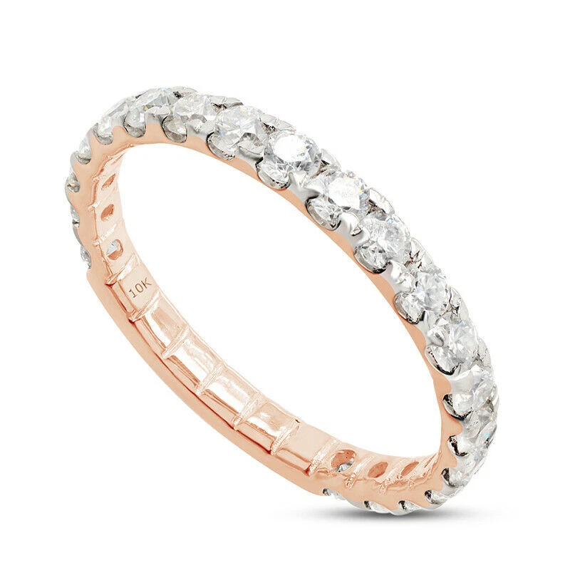 Anillo de compromiso de eternidad de moissanita de 0,95 quilates de oro rosa de 10 quilates Foto 2 de 4