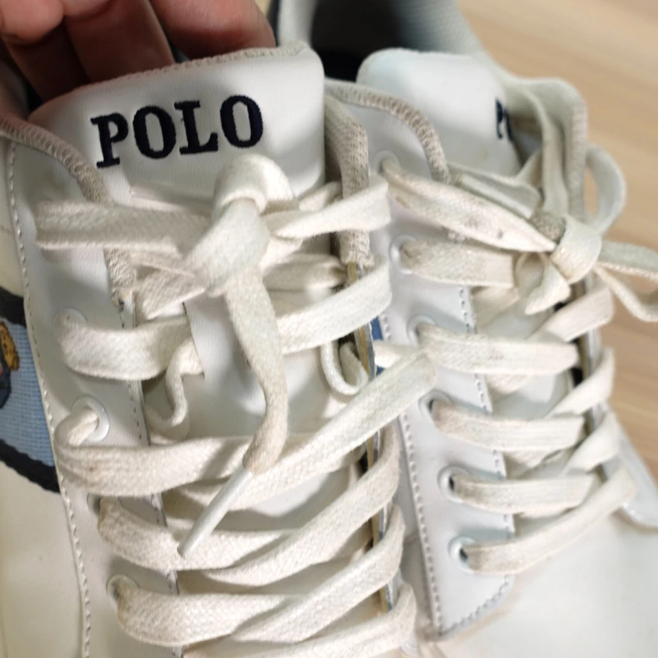 Zapatilla deportiva Ralph Lauren Polo Bear Boys 7 blanca con cordones Hip Hop Americana Quilton Foto 3 de 4